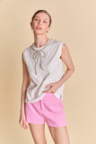 Rhinestone Bow Sleeveless T-shirt Top
