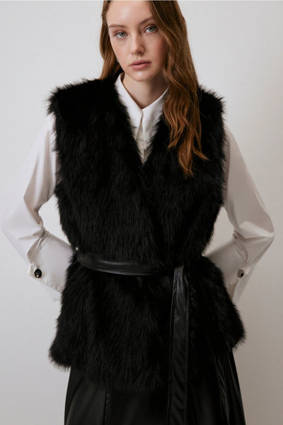 black fur vest