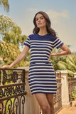 Navy Striped Mini Dress