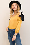 open shoulder bow shirt
