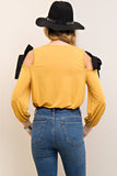 open shoulder bow shirt