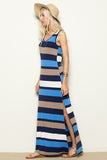 Beach Blue Stripe Maxi Dress 