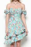Mint Floral Ruffle Dress
