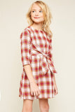 Girls Flannel Front Tie Dress