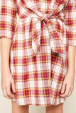 Girls Flannel Front Tie Dress