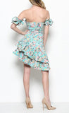 Mint Floral Ruffle Dress