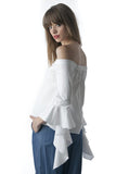 Feminine Ruffle Cascade Sleeve Blouse