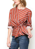 Striped Wrap Blouse