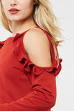 Open Shoulder Red Sweatshirt