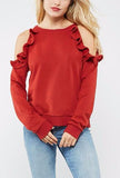 Open Shoulder Red Sweatshirt