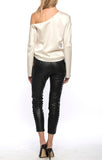 Line and dot faux leather leggings