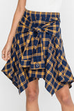 lush Sleeve Tie Plaid Skirt