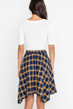 lush Sleeve Tie Plaid Skirt