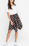 lush Sleeve Tie Plaid Skirt